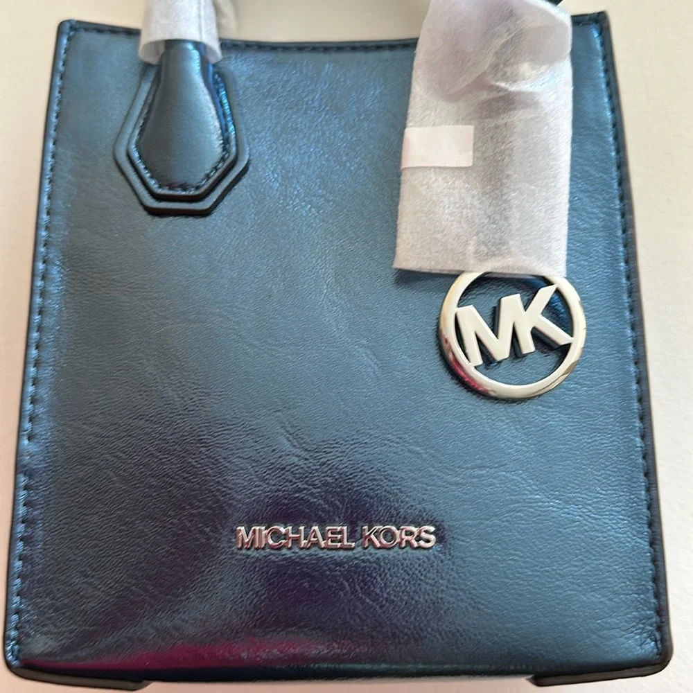 Michael Michael Kors XS Shopper Crossbody Bag Metallic Teal NWT 🔥 - Picture 1 of 11